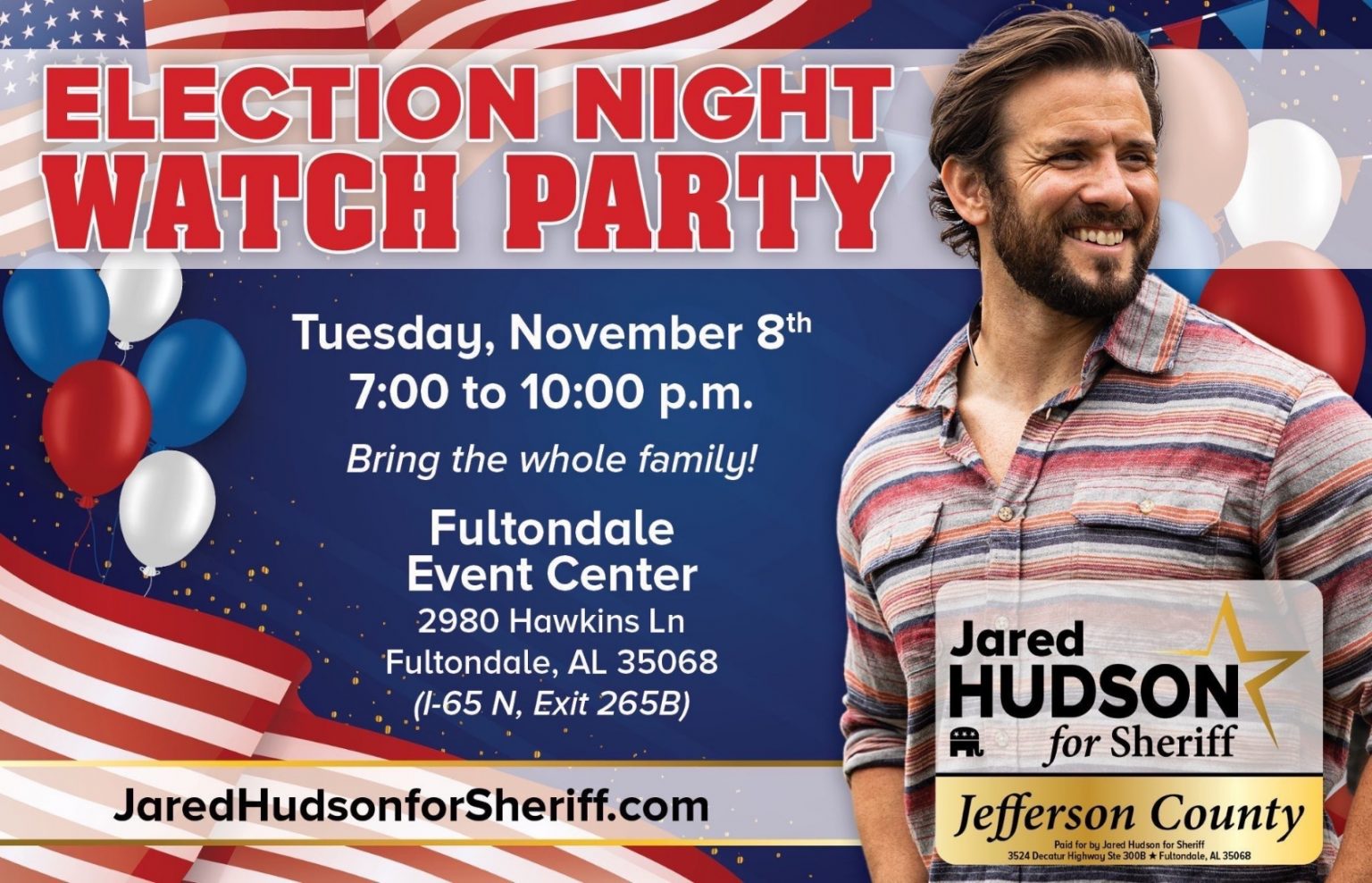 Jared Hudson for Sheriff Election Night Watch Party Alabama